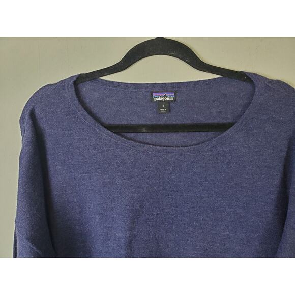 Patagonia Womens Small Blue Pullover Sweater ORGANIC Cotton Blend Round Neck - Picture 4 of 10